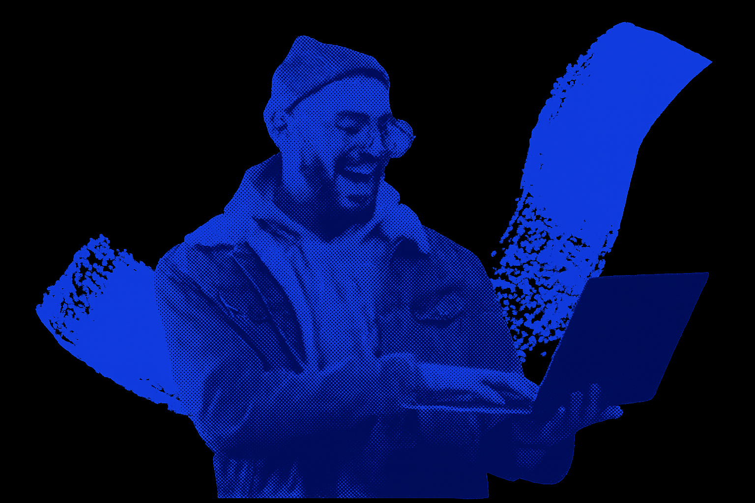 A person working with futuristic interfaces.